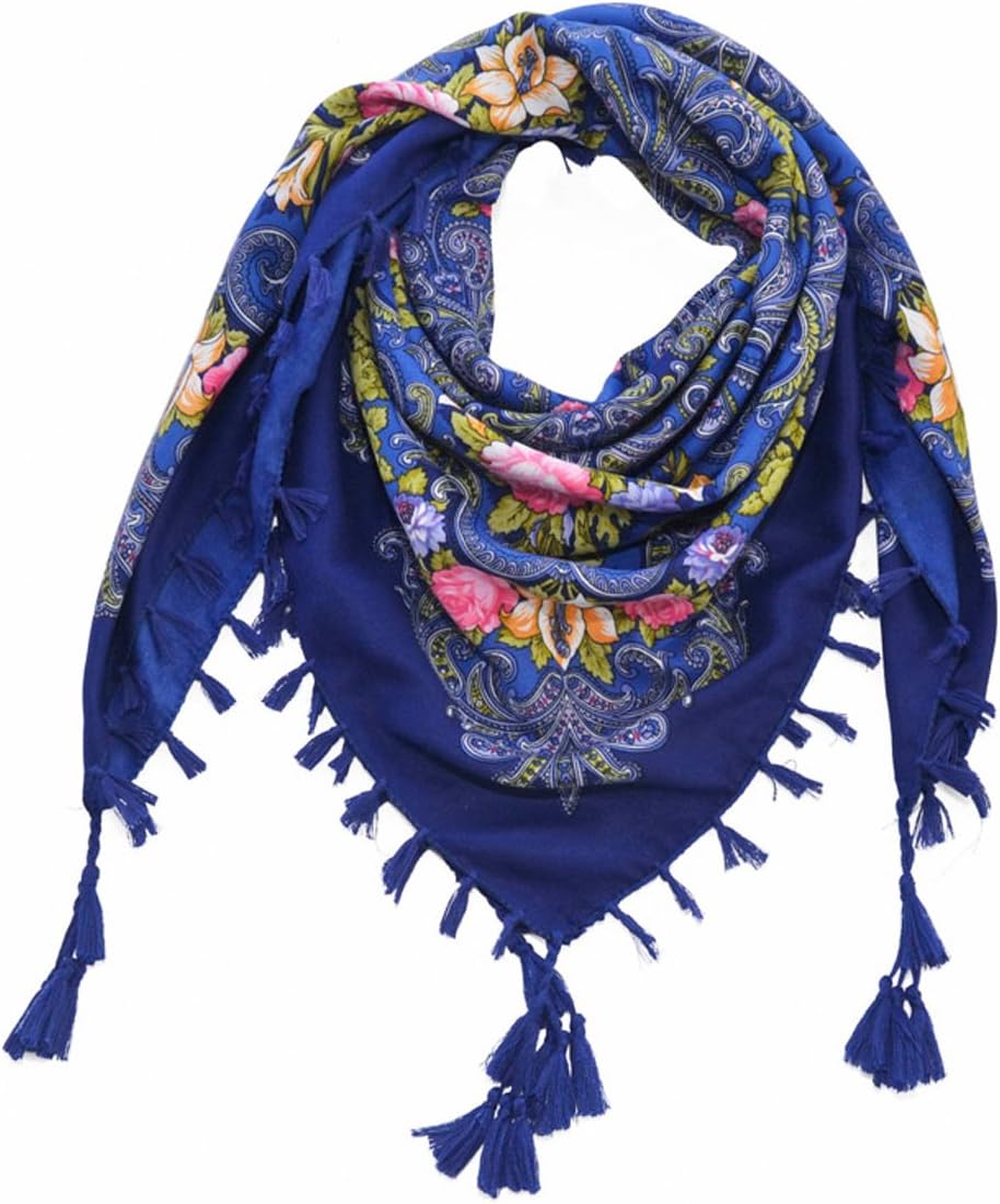 Women Scarf Vintage Trendy Square Warm Floral Scarves Shawl