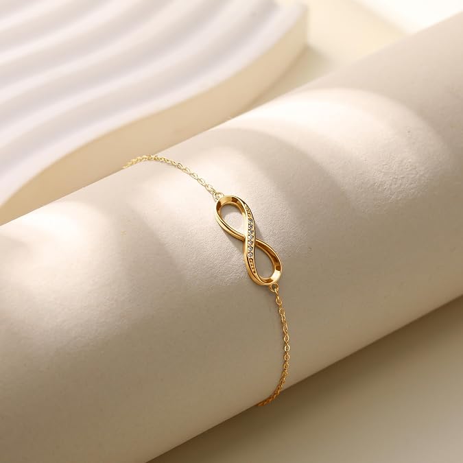 925 Sterling Silver Cubic Zirconia Infinity Bracelets for Women