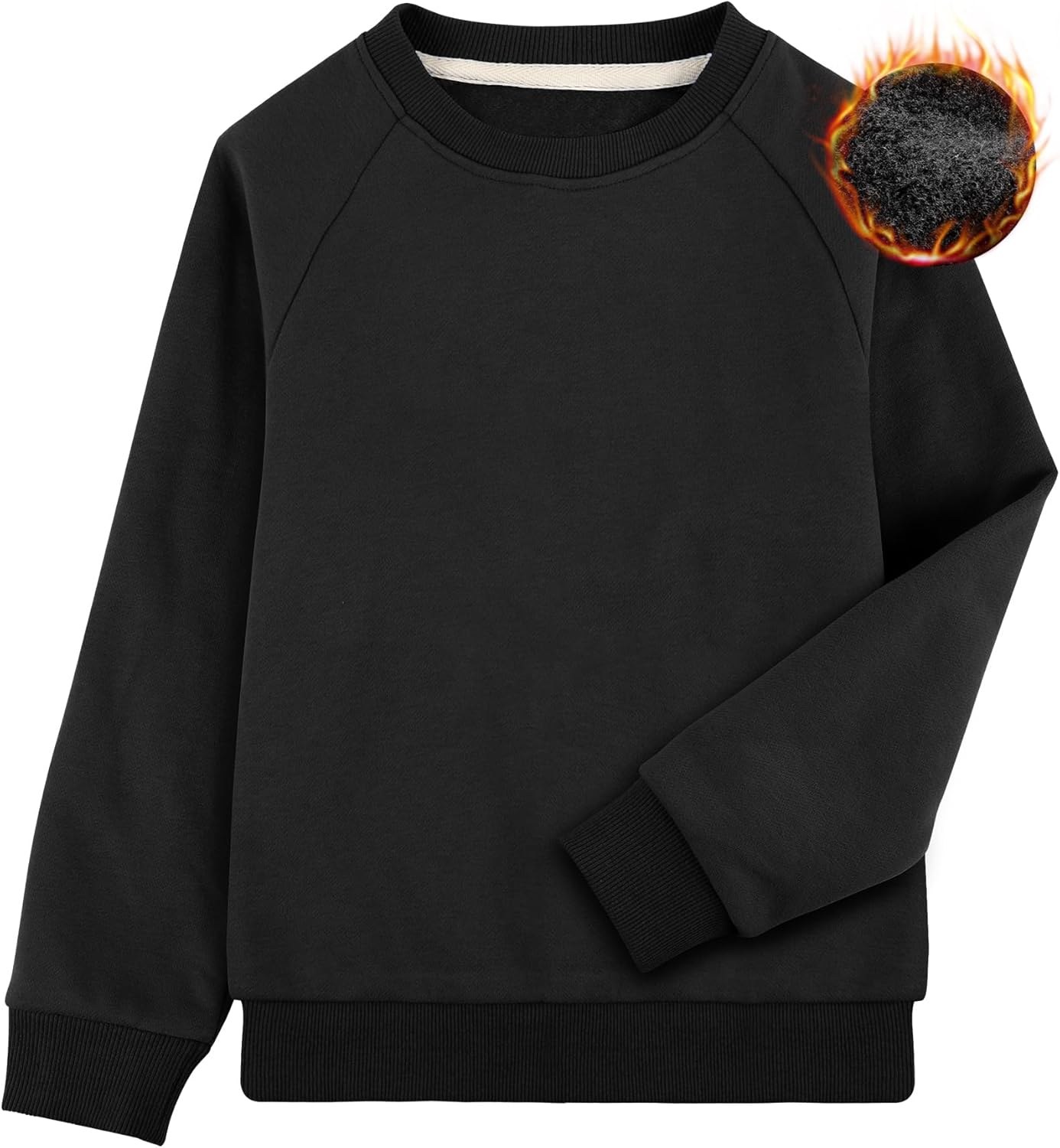 BIG ELEPHANT Boys Crewneck Sweatshirt Youth Fleece Sweatshirts Long Sleeve Basic Pullover Soft Warm Thin Fleece for Kids