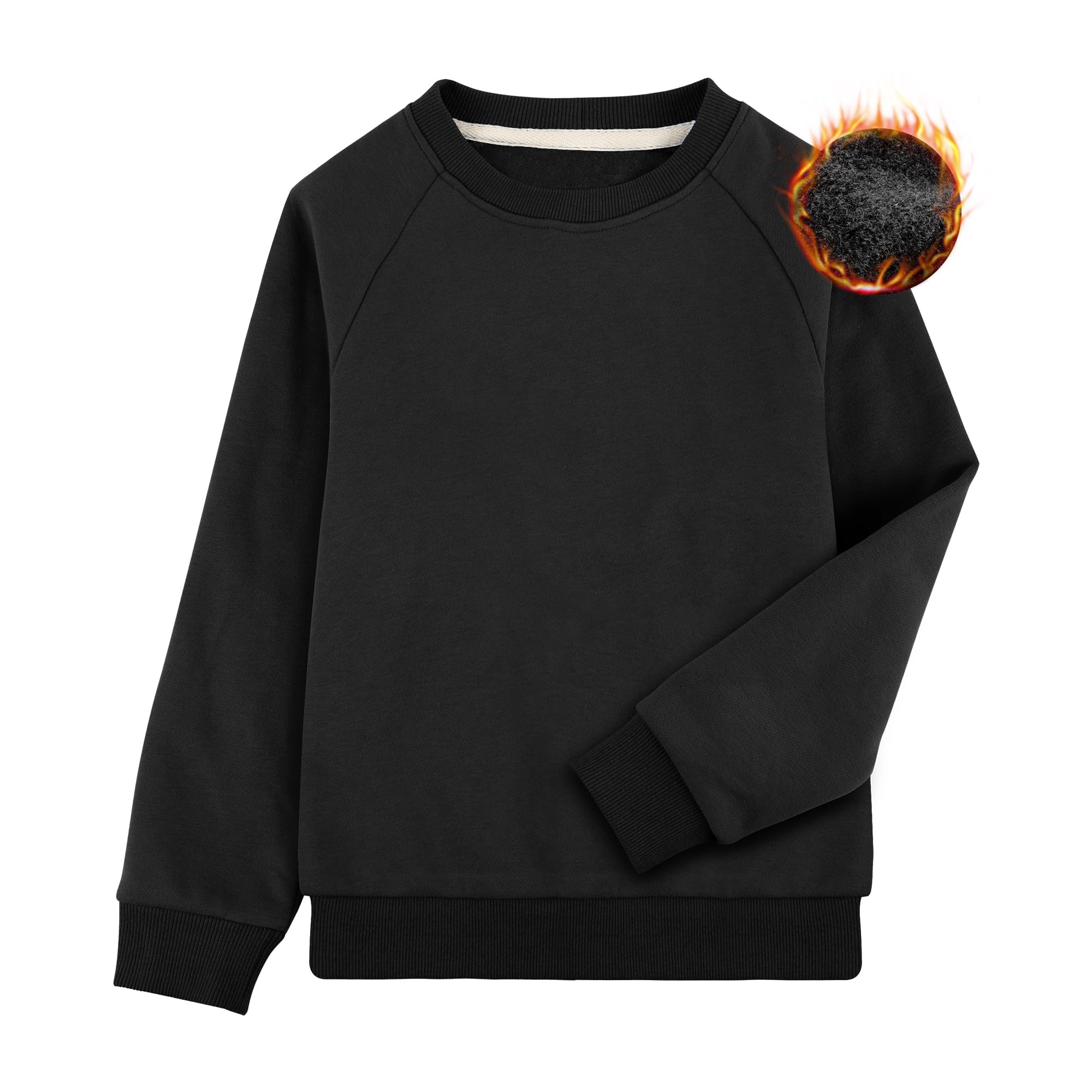 BIG ELEPHANT Sudadera Infantil de Cuello Redondo para Niños – Pullover de Forro Polar Delgado, Manga Larga, Suave y Cálido