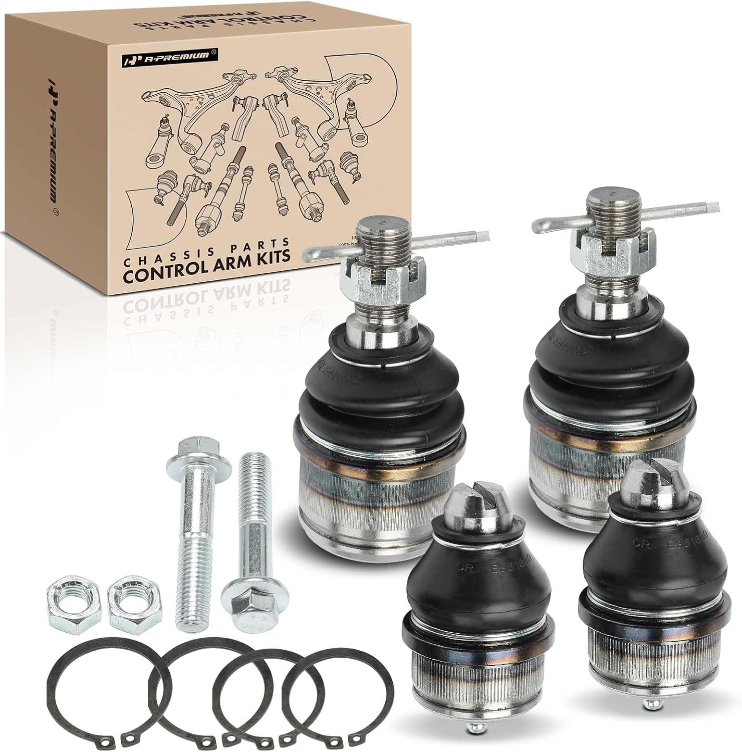 A-Premium Set of 4, Front Upper & Lower Ball Joints Kit, Compatible with Ford F-250 1999, F-250 Super Duty 1999-2022, F-350 Super Duty 1999-2022, Excursion 2000-2005, RWD Only
