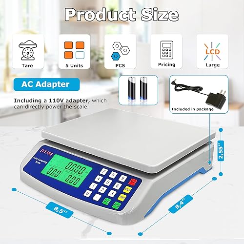 Miniatura 3 de Báscula comercial de alimentos de 66.1 lbs/66 libras, báscula digital grande de cocina para hornear, cocinar, pan, carne, peso, precio, báscula de