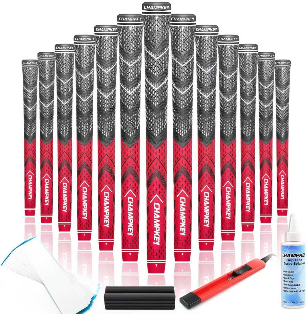 CHAMPKEY Golf Grips 13 Pack | Come with Solvent,15 Tapes,Vise Clamp and Hook Blade | All Weather Control and High Feedback Golf Club Grips