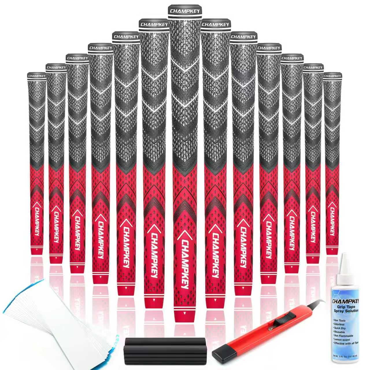CHAMPKEY Golf Grips 13 Pack | Come with Solvent,15 Tapes,Vise Clamp and Hook Blade | All Weather Control and High Feedback Golf Club Grips