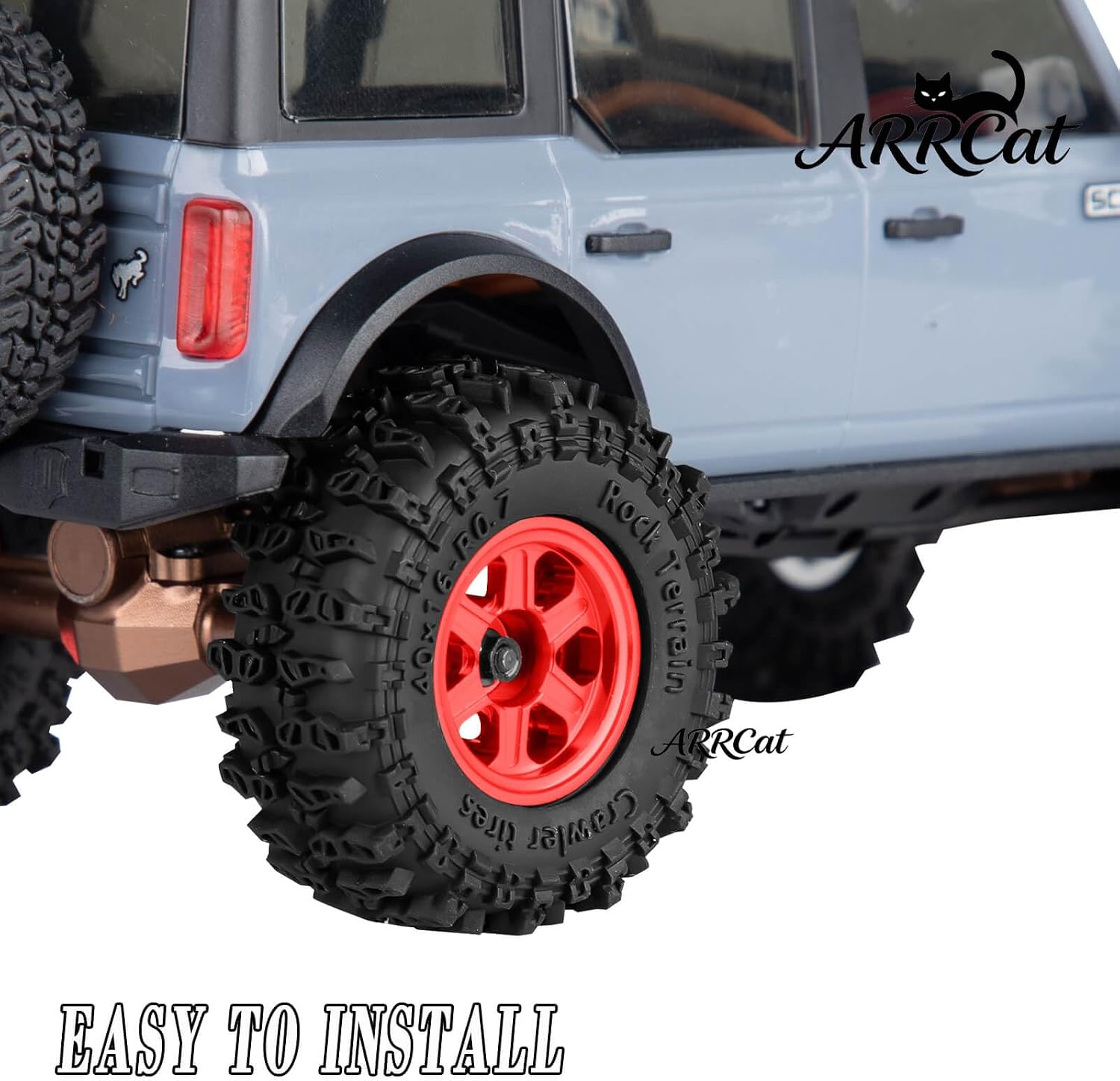 4Pcs 0.7 Beadlock Wheels and Tires for 1/30 SCX30 1/32 Red cat Ascent-32 RC Crawler Car,0.7 in Aluminum Heavy Duty Rims & RC Off Road Wheels Tires w/Sponge,RC Highway Drift Buggy Rally,Red