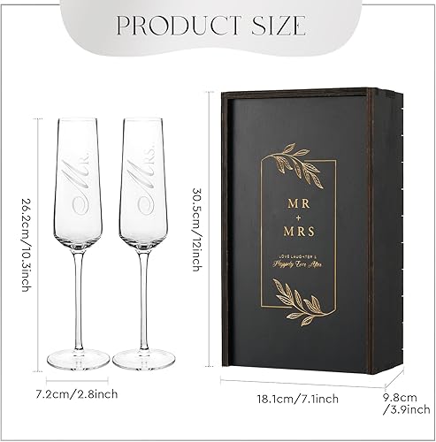 Miniatura 2 de Juego de Copas de Champán Mr. & Mrs. - Elegantes Copas de Brindis de Boda para Él y Ella para Celebraciones, Regalos de Registro de Boda y Despedida
