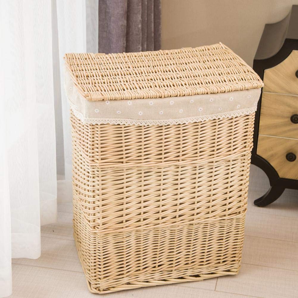 Panier de rangement pour vêtements sales avec couvercle - Bac à linge 60L