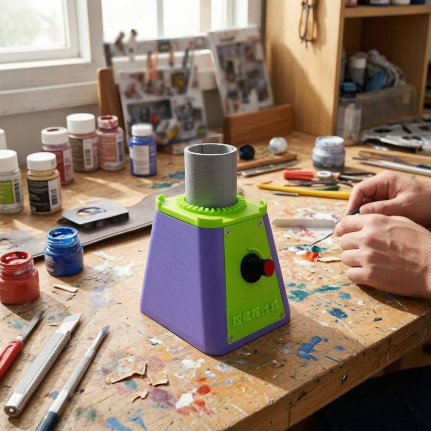 3D-Printed Model Paint Shaker Type-C Powered Electric P | 3D-Printed Model Paint Shaker Type-C Powered Electric Included Power Cord Craft Tool Rotary Switch for Miniature Painters-image-41