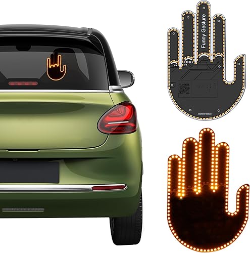 Luz de dedo para automóvil con control remoto, letrero de mano LED para ventana trasera del automóvil, dedo iluminado de furia de carretera,