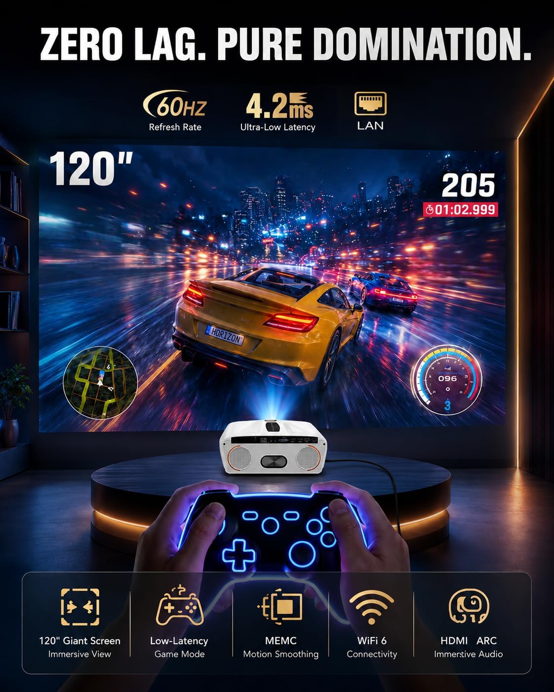 4K Karaoke Projector 2400 ANSI With 2 Mics For Home Theater and Parties ,70W Dolby Audio, WiFi 6, Electric Lens Cover, Auto Focus & Keystone Daylight Projector 6 71pXd4nbeVL. AC SL1402