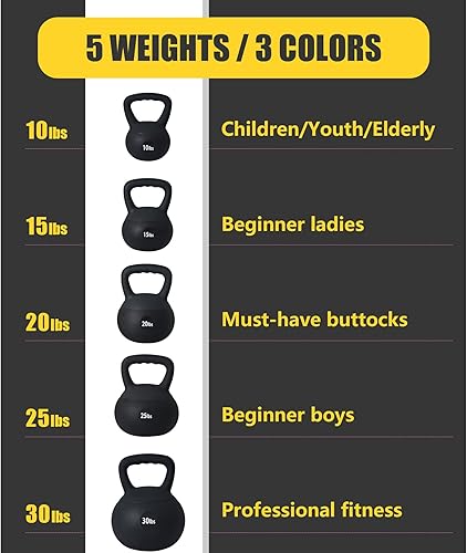 Miniatura 5 de SogesPower Pesas rusas suaves, pesas de entrenamiento de fuerza rellenas de arena de hierro, a prueba de golpes con mango de agarre ancho, pesas