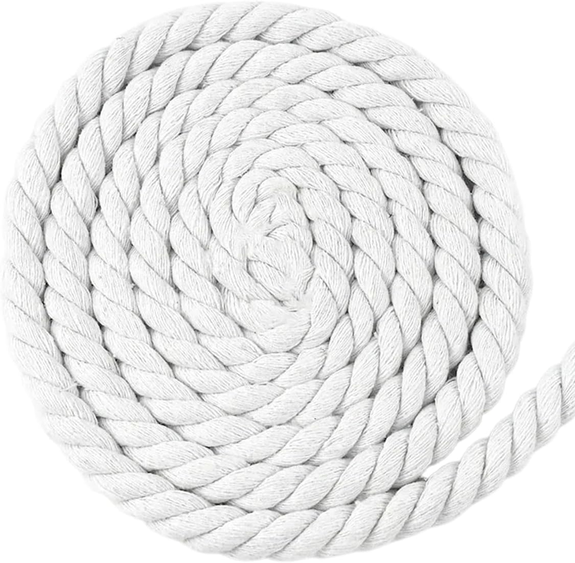 Queenbox 3 Strand Twisted Cotton Rope, 0.47inx5.4Yard Twine Cord Thread String for Home Garden Curtain Bundling Climbing Christmas Hanging Indoor Outdoor, White