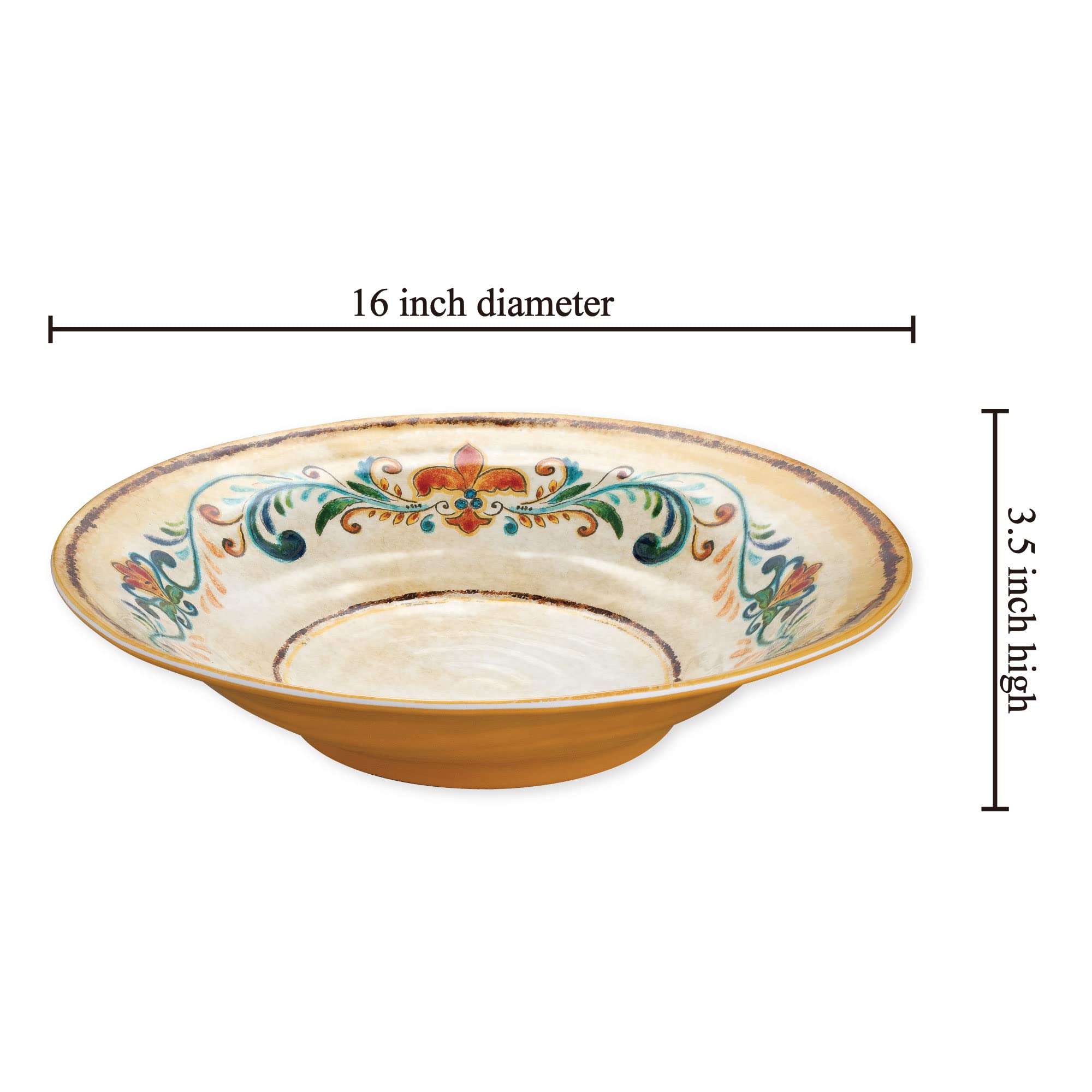 Supreme Housewares Tuscany Melamin-Servierschüssel, große Salatschüssel, italienisch inspiriertes Vintage-Blumenmuster, für Wurstwaren, Lebensmittel und Obst, mehrfarbig, 40,6 cm Durchmesser x 8,9 cm