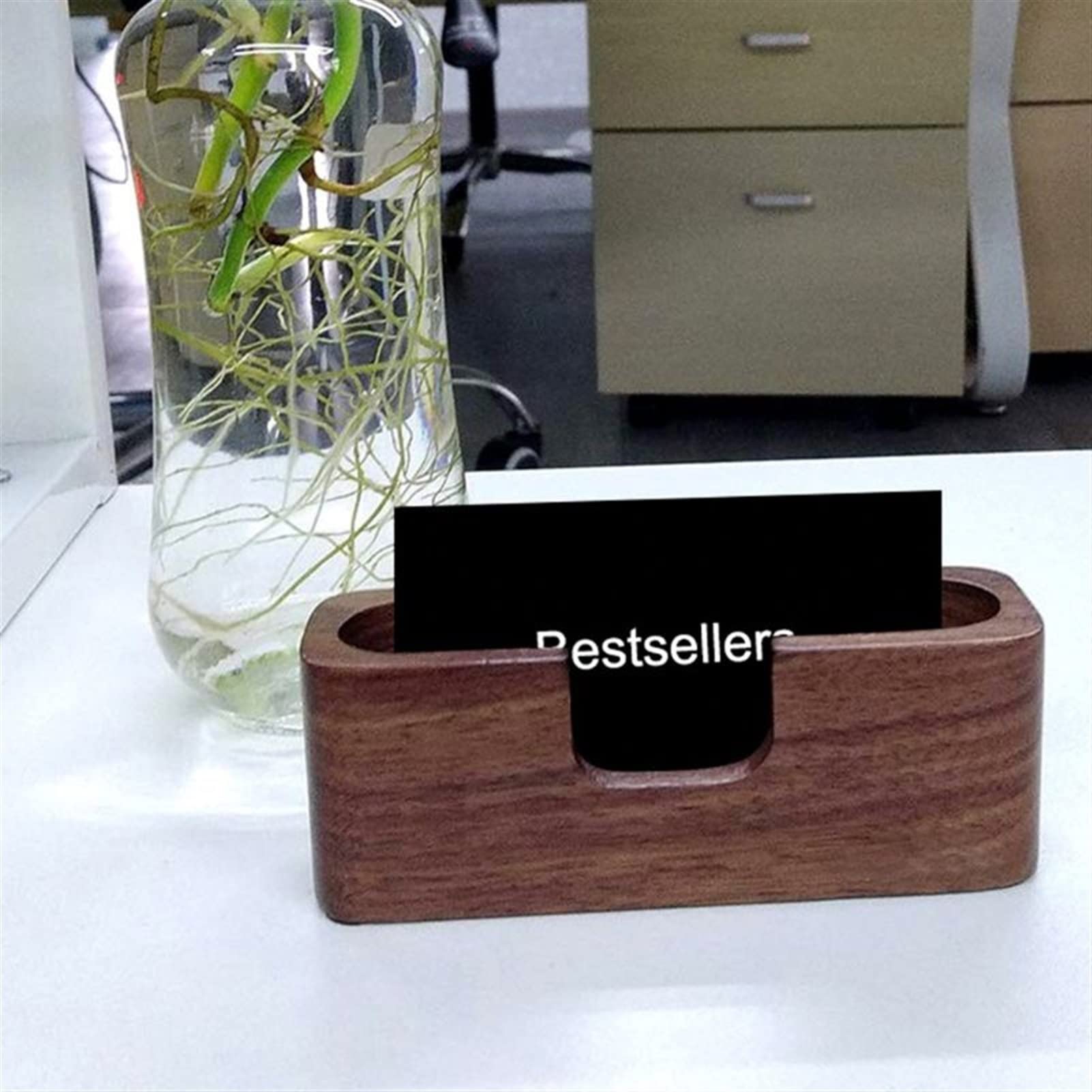 Tarjetero profesional de madera for tarjetas de visita, tarjetero de mesa, práctico y duradero, tarjetero for tarjetas de visita
