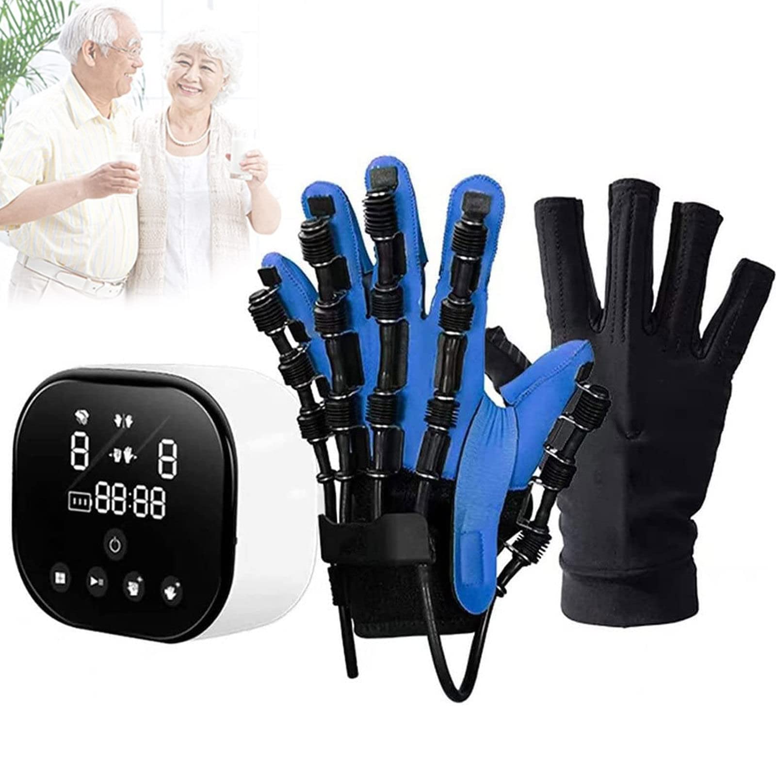 Ortesis de Guantes de Robot de rehabilitación,Equipo de Entrenamiento de muñeca de Dedo,Dispositivo de rehabilitación de Mano para Pacientes, Ancianos y disfunción de la Mano,Left-S