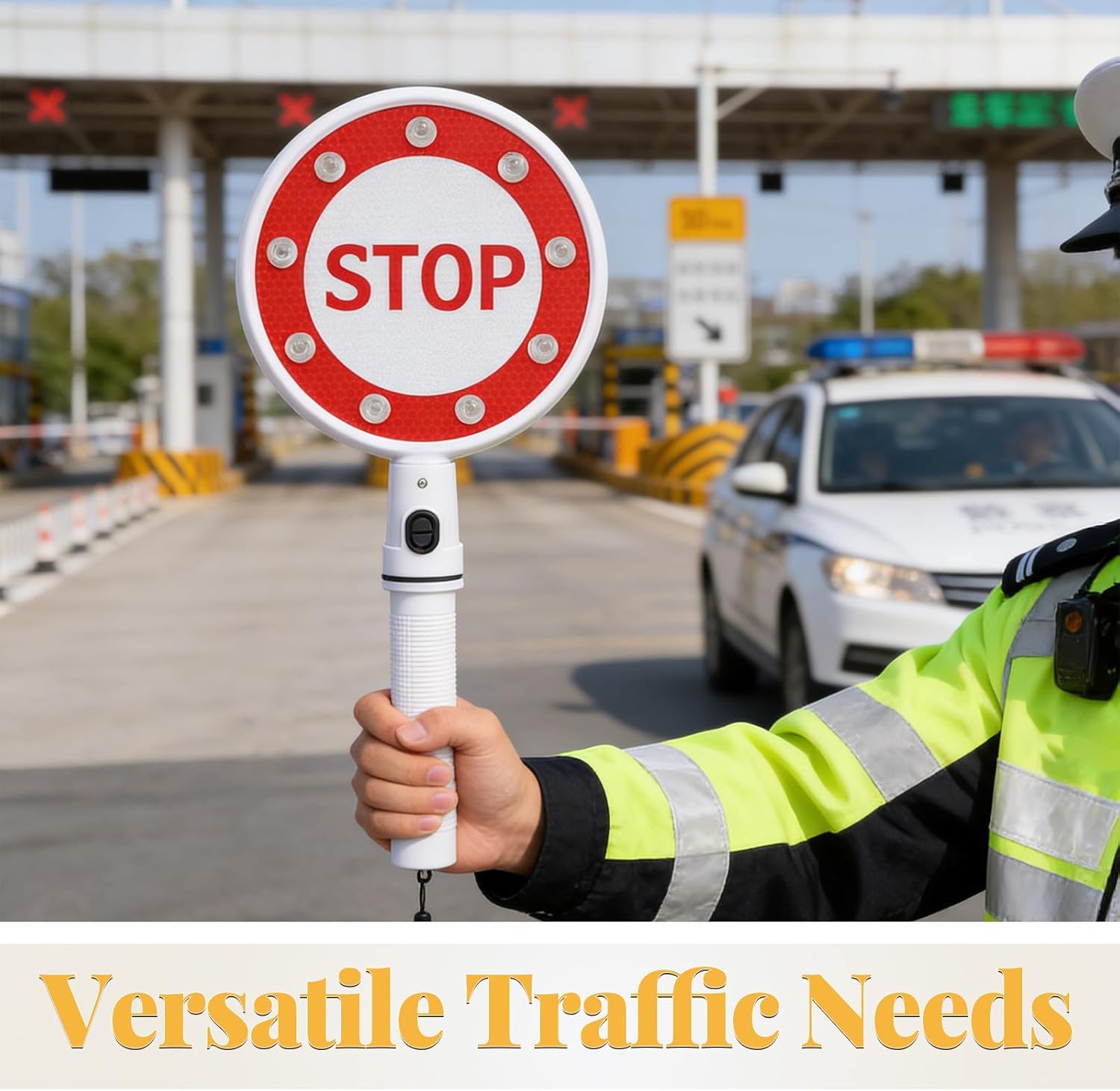 2pcs Stop Signs: LED Handheld Stop Signs - Double Sided Traffic Paddles for Parking Garage Safety Warning - Portable Paddles for Traffic Control