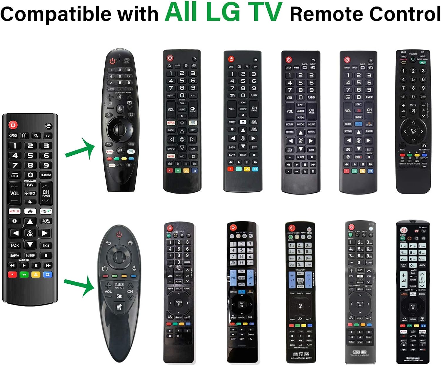 Universal Remote Control AKB75095307 Compatible with All LG LED LCD HDTV UHD 3D 4K Smart TV Models with Black Remote Holder