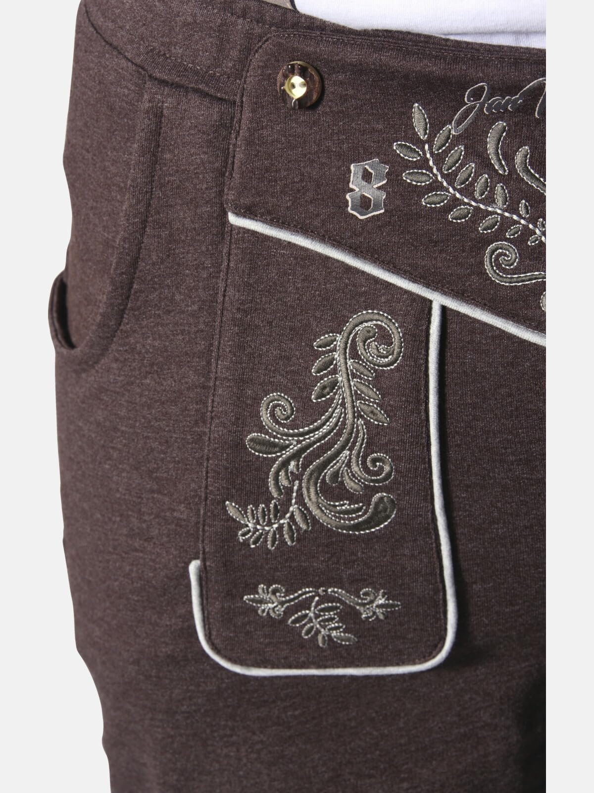 Jan Vanderstorm Herren Sweatbermuda Dennik | Trachtenhose | Lederhose-Look | Oktoberfest