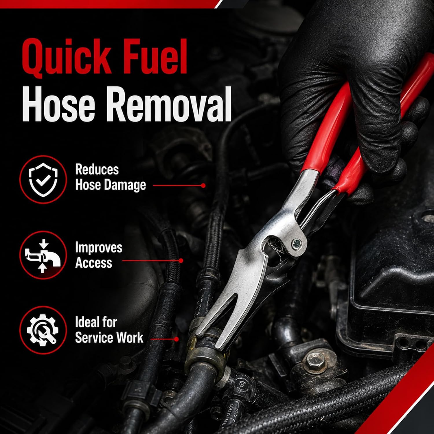 Automotive Hose Removal Pliers – A Removing and Separating Tool for Fuel and Vacuum Lines, Suitable for the Maintenance and Removal of Oil, coolant, Brake, and Other Automotive Fluid Lines.