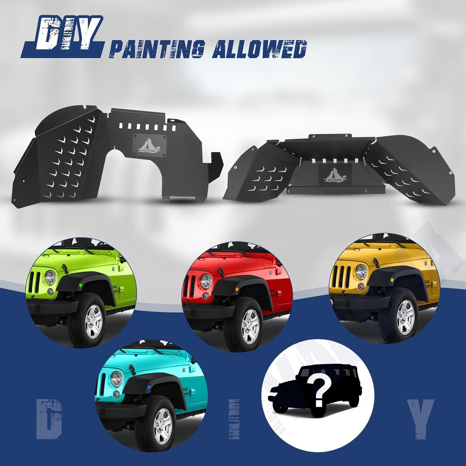 Inner Fender Liners Fit for Jeep 2019 2020 2021 2022 2023 2024 2025 Gladiator JT Unlimited, 4PCS Front and Rear Off-Road Inner Fender Flares Wheel Well Cover Splash Guards, Passenger and Driver Side