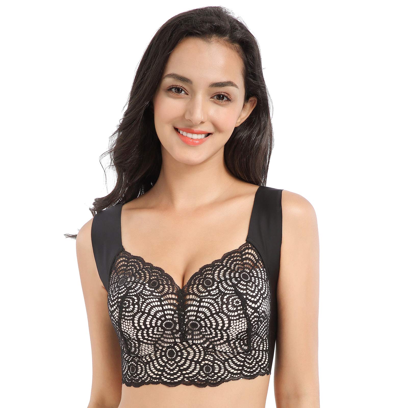 Air Exsecret Ultimate Lift Stretch Full-Figure Seamless Lace Cut-Out Bra, Extra Lift Bras for Women for Sports and Sleep