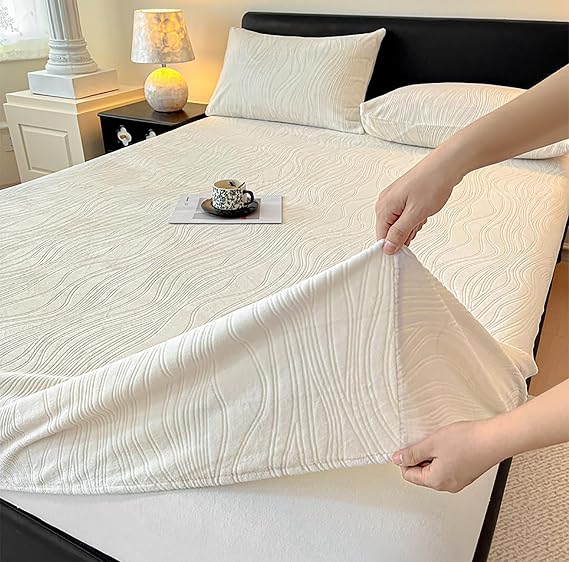 Thickened and Fleece Plush Fitted Sheets, Solid Colour Soft Bed Sheets, Dustproof and Non-Slip Elastic Bed Cover for Home Hotel,C,120x200cm(47x79inch)