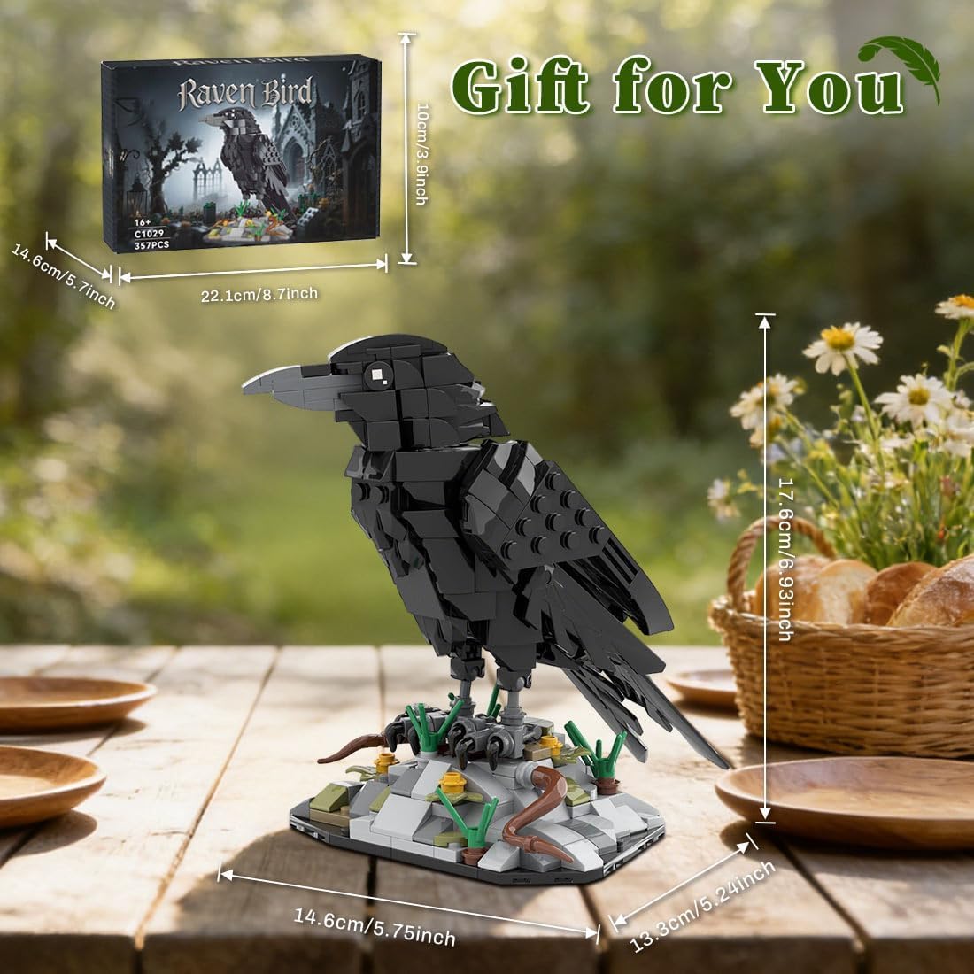 Raven Building Block Sets, Unique Bird Model to Build and Display, Collectible Raven Model for Bird Lovers (357 Pieces)