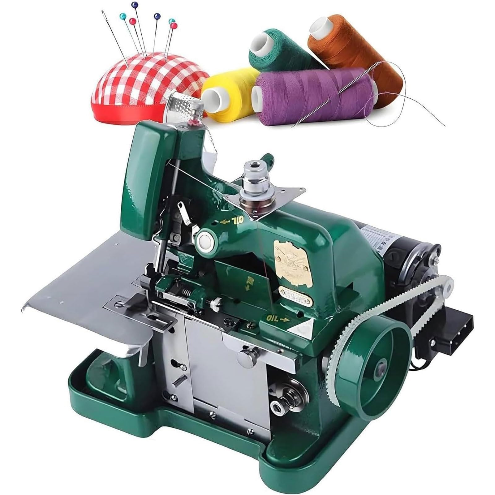 Maszyna do szycia owerlokowego, 250 W, 3000 SPM, regulowana długość ściegu 1,5-3,2 mm i szerokość, bezstopniowa kontrola prędkości, wytrzymała, do użytku domowego i profesjonalnego