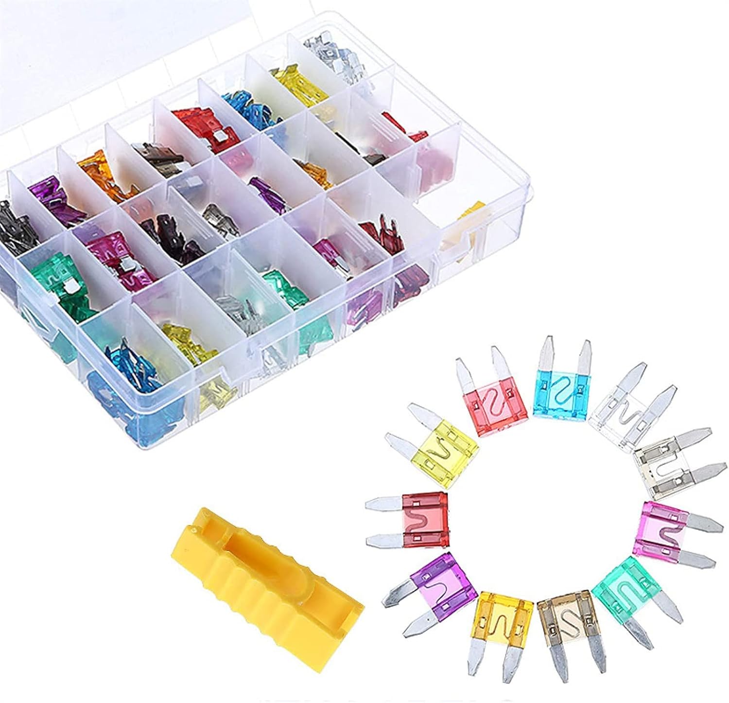 242Pcs/box Mini Standard Blade Set Car Fuses Assortment Kit 2/3/5/7.5/10/15/20/25/30/35/40AMP Blade Fuse Assorted Kit with Clip