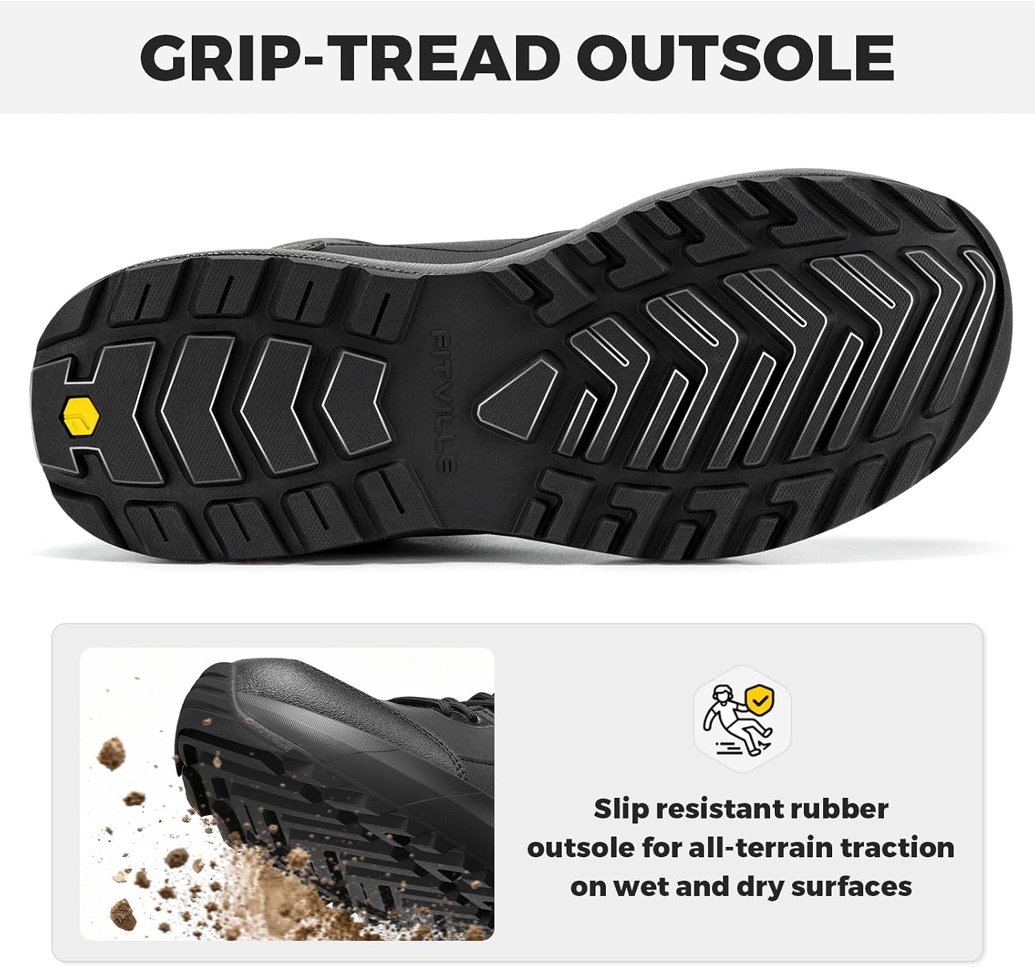 FitVille Wide Mens Boots, Orthopedic Men's Hiking Boots Extra Wide Shock-Absorbing Outdoor Trekking Backpack Shoes for Men, Arch Support for Plantar Fasciitis, Flat Foot, Bunion
