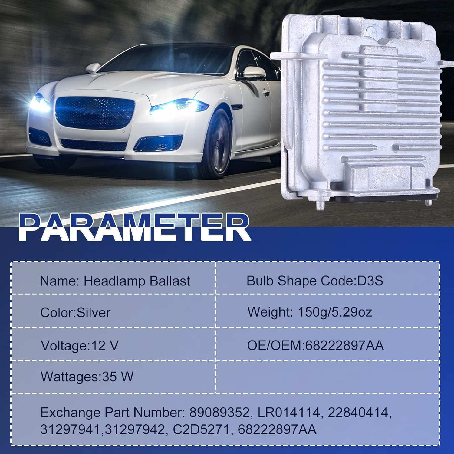 89089352 Ballast HID Xenon Headlight Control Unit Module D1S/D1R D3S/D3R for GMC Acadia 2013-2015, for Buick Enclave 2013-2017, for Jeep Grand Cherokee 2014-2020, 22840414, 31297941, 31297942, C2D5271