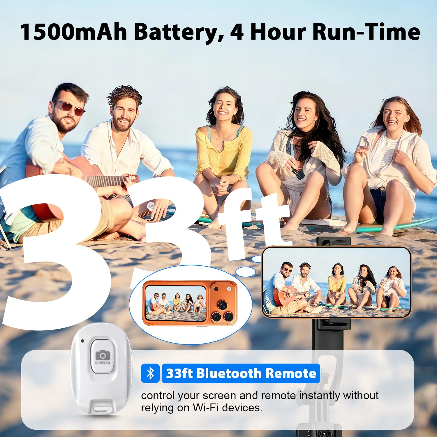 RUIZHI Handy Selfie Monitor, Magnetischer Vlog Bildschirm Selfie Monitor mit Lautsprecher, Große Reichweite, Smartphone Rückkamera für iPhone & Android, Kabellos