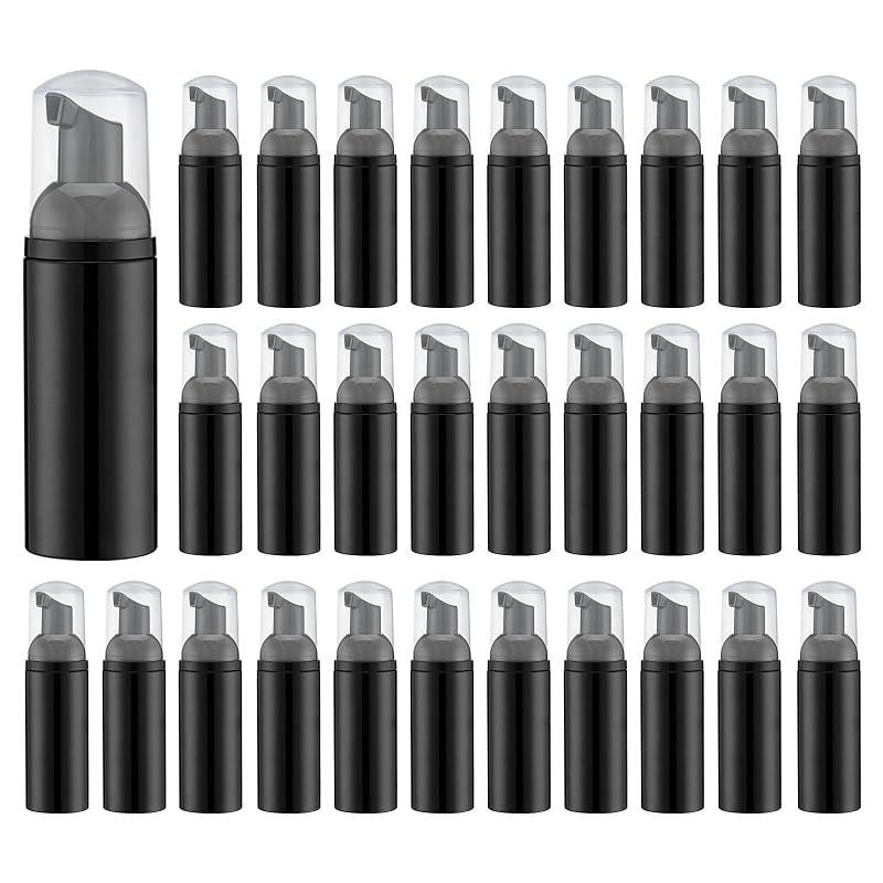 Frasco com Bomba Espumadora para Viagem owlyee, 60 mL, Preto, Pacote com 30