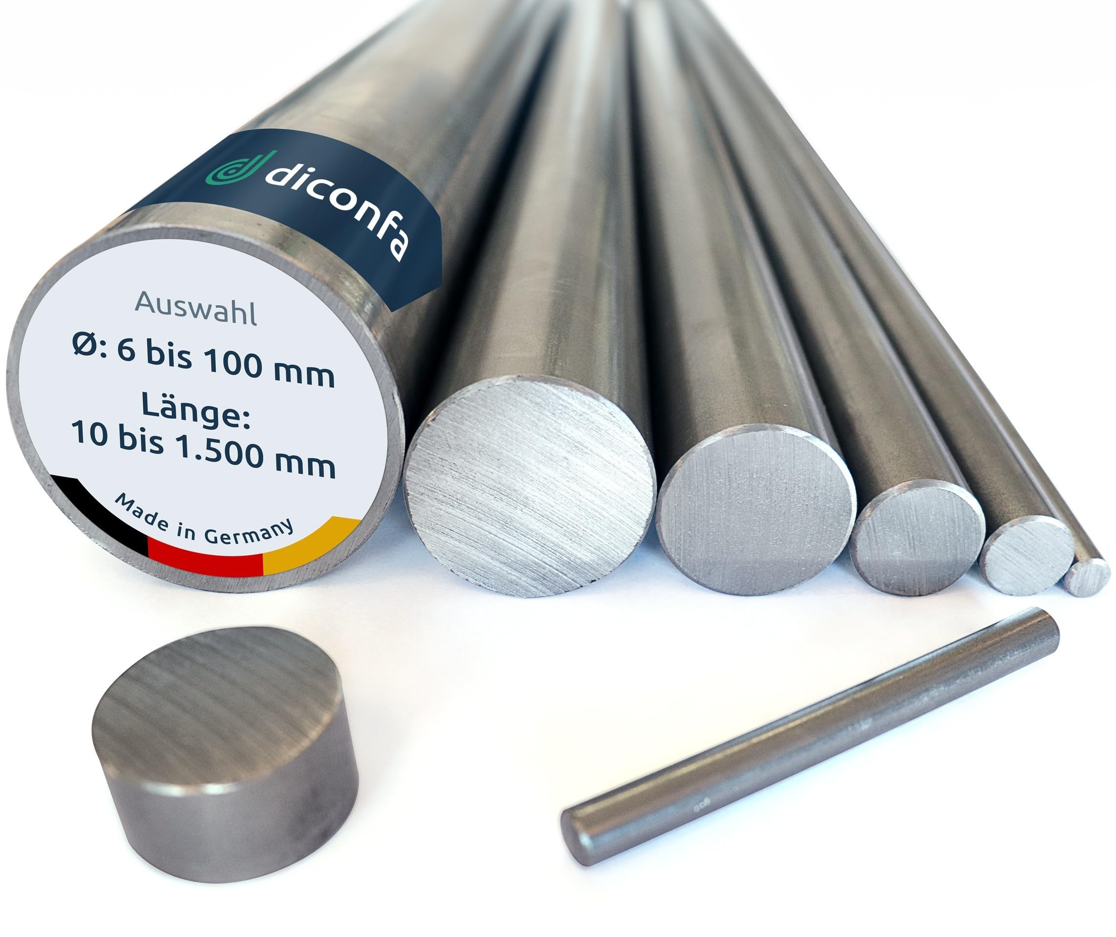 diconfa Rondstaal S355 J2 C - 60 mm x 350 mm - diameter 10 mm tot 100 mm - lengte 10 mm tot 1000 mm - getrokken blank staal H9 | ST