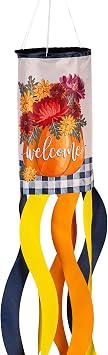 Evergreen Wind Socks for Outside Heavy Duty, Fall Windsock Outdoor Hanging for Thanksgiving Party Decorations for Home Pumpkin