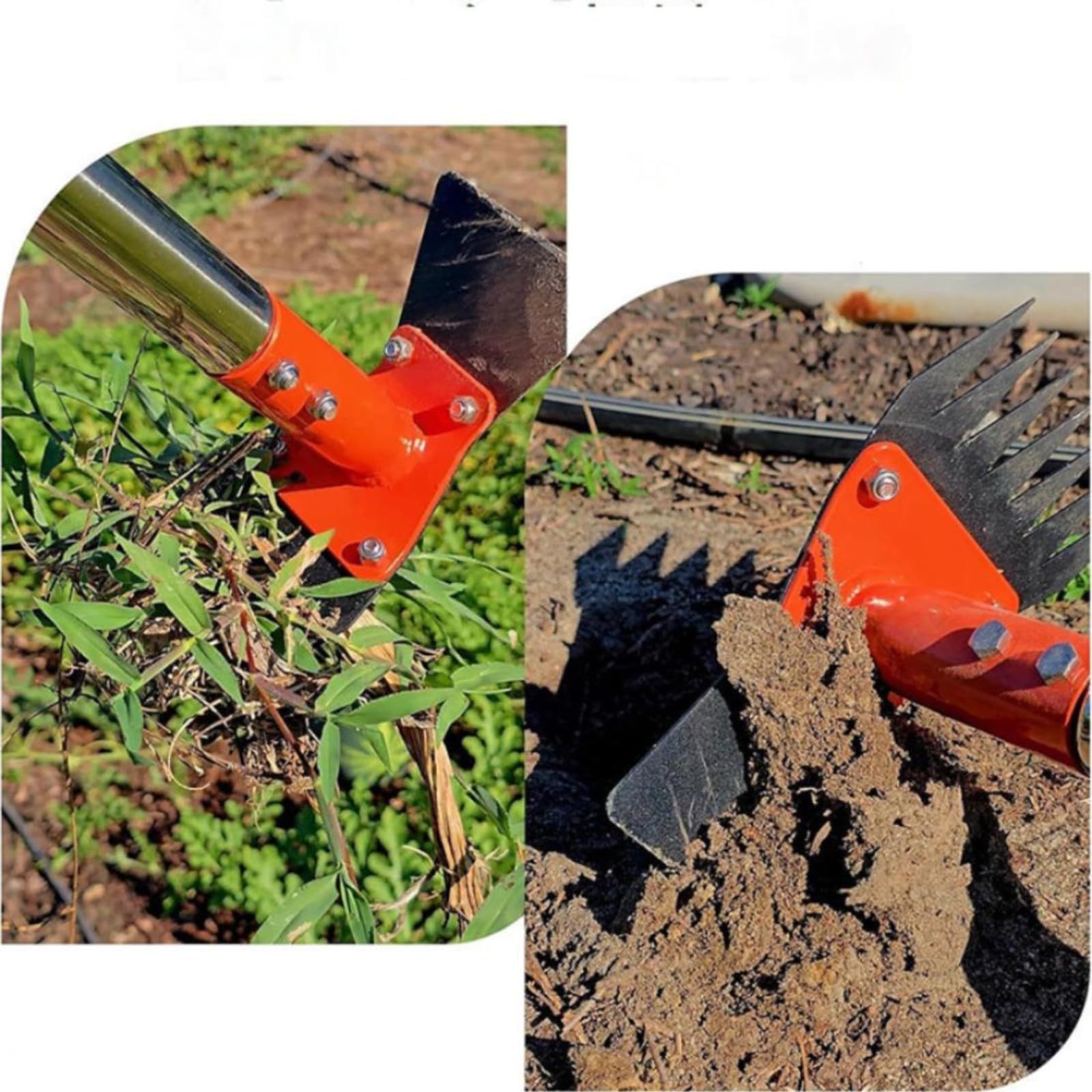 Ronyme da Giardino con Rastrello | in Acciaio Al Manganese, Impugna Nera Antiscivolo, Sarchiatrice con Manico Regolabile, per Orto