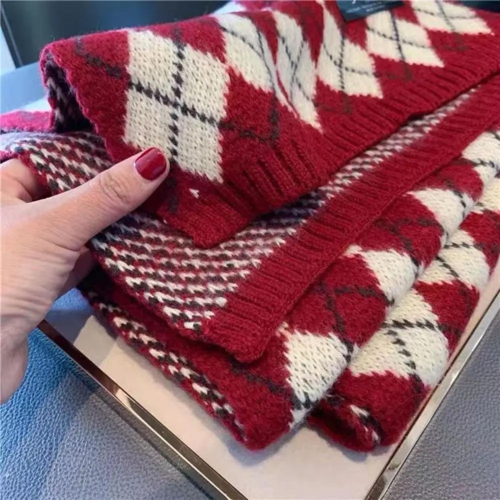 Schals Tücher Halstuch Scarf Mode Warm Gestrickte Plaid Schal Winter Weiche Schals Rhomboid Verdickt Schal Wrap Frauen