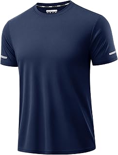 Mens Workout Shirts Dry Fit Sun Protection Athletic Short Sleeve Shirt UPF 50+ Gym Running Swim Rash Guard Top