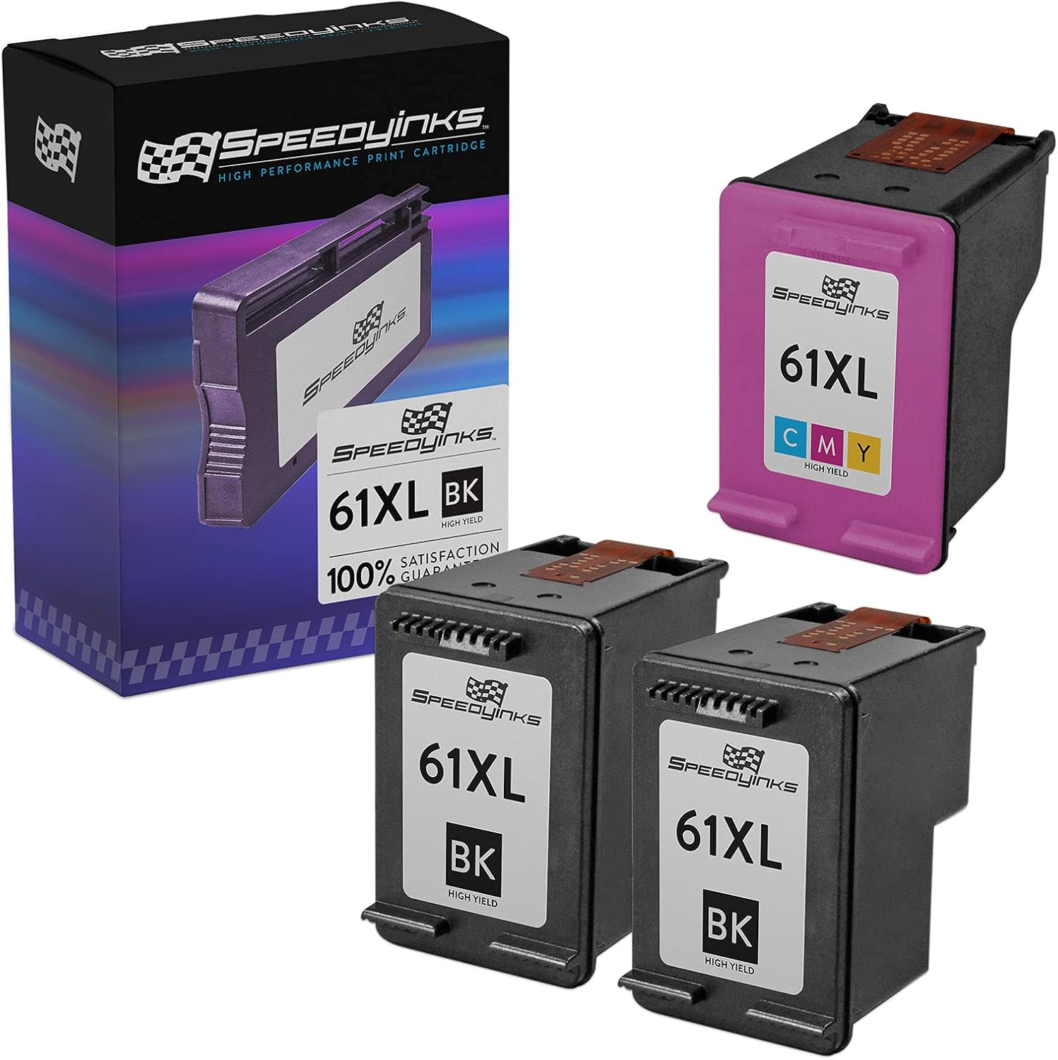 SPEEDYINKS Remanufactured Ink Cartridge Replacement for HP 61XL High Yield (2 Black, 1 Color, 3-Pack) Compatible with HP: Deskjet 1000 1010 1050 1051 1055 1056 1510 1512 2050 2510 2512 2514 2540 3054