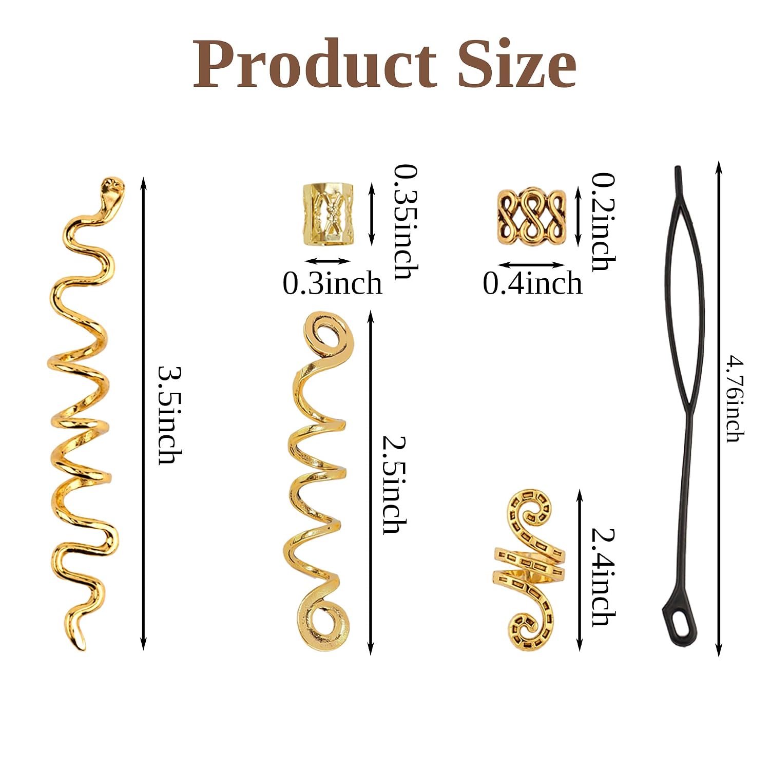 ROSYGLIMM 39Pcs Gold Hair Jewelry for Braids, Dreadlock Beads Accessories image 2