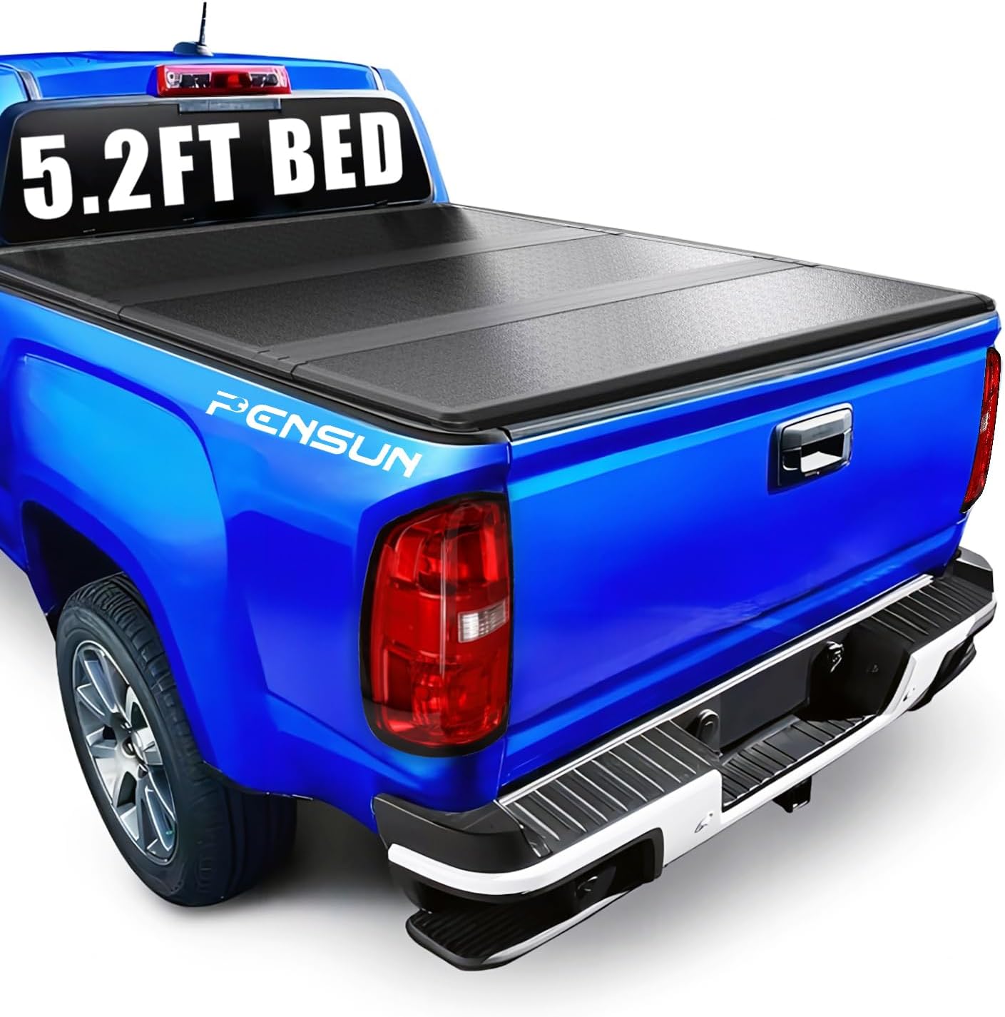 PENSUN 5.2 FT Hard Tri-Fold Truck Bed Cover Fit for 2015-2025 Chevy Colorado Gmc Canyon Tonneau Cover (60-62.4 Inch)