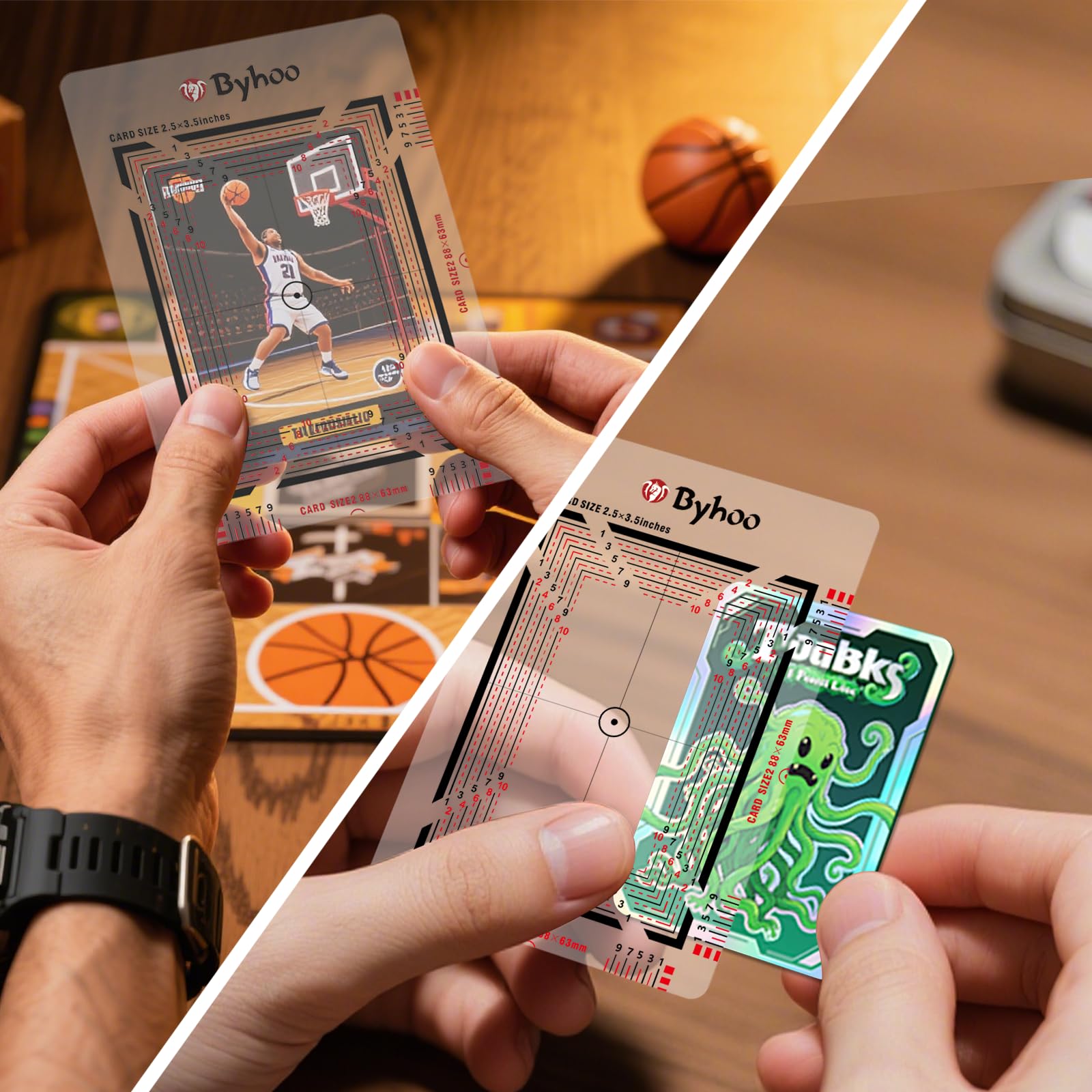 Amazon.com: Byhoo Card Grading Kit, Professional Card Centering Tool,  Precision Centering System & Magnifying Card Inspection Tool, Anti-Scratch Card  Grading Tool Compatible with Pokémon Cards & Sports Cards : Arts, Crafts &
