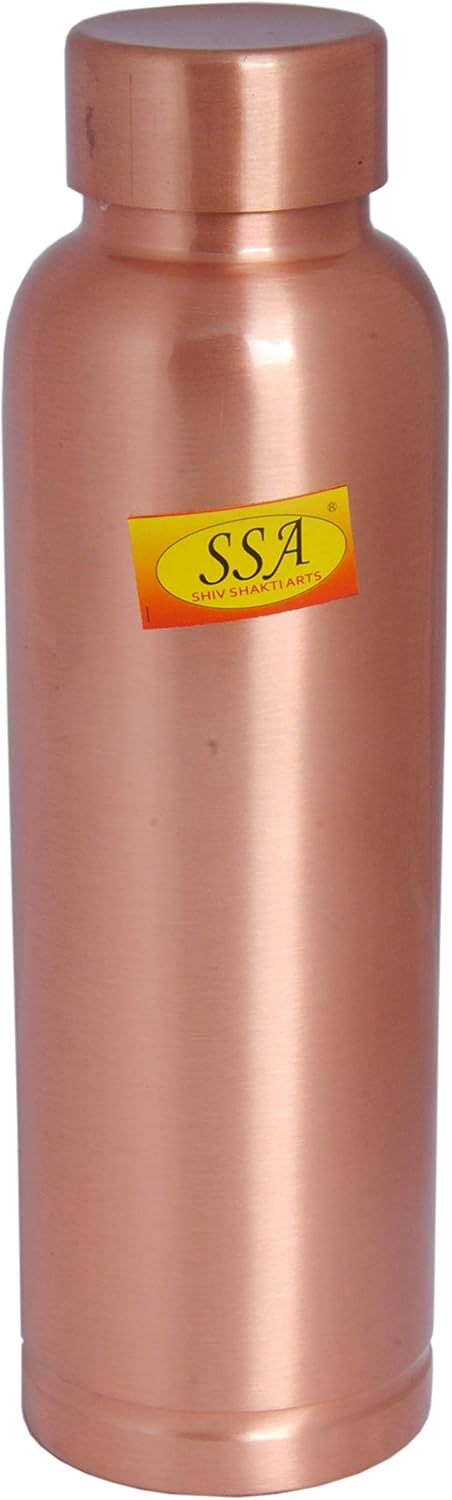 Shiv Shakti Arts Pure Copper Water Bottle Outside Lacquer Coated Shinee Design for Drinking Water - Gym, Aayurveda Health Benifit - (1 Pc = Vol - 1000 ML)