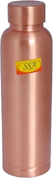 Shiv Shakti Arts Pure Copper Water Bottle Outside Lacquer Coated Shinee Design for Drinking Water - Gym, Aayurveda Health Benifit - 1 Pc = Vol - 1000 ML