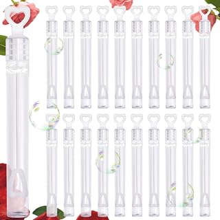 48 Pack Bubbles for Wedding Party Favors - Mini White Heart Bubble Wand Bulk with Bubbles Refill Solution Toys for Kids Adult, Wedding, Anniversary, Valentine's Day, Propose, Bachelorette Party Favors