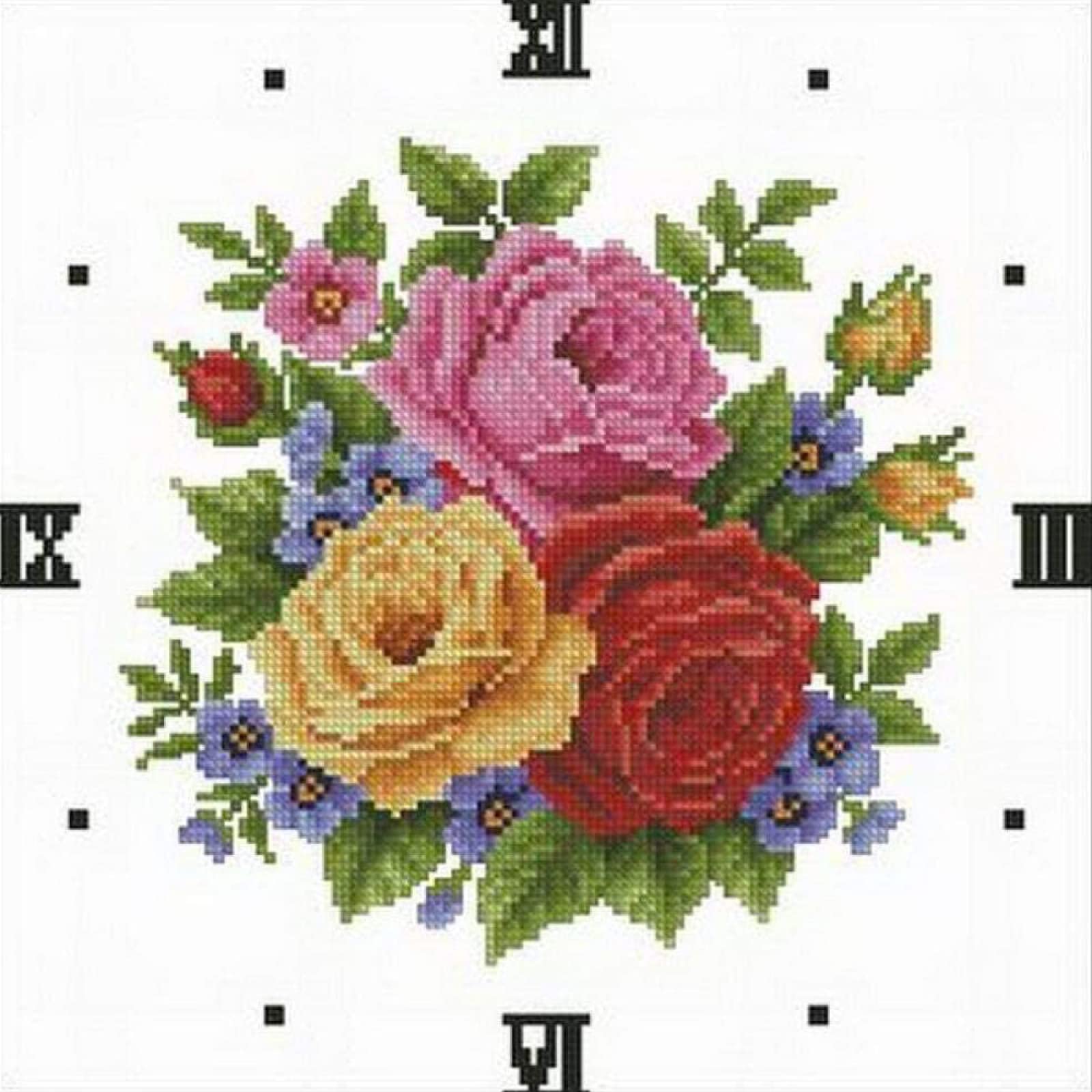 Peinture au diamant 5D horloge florale en kit complet de broderie strass 30x40 cm