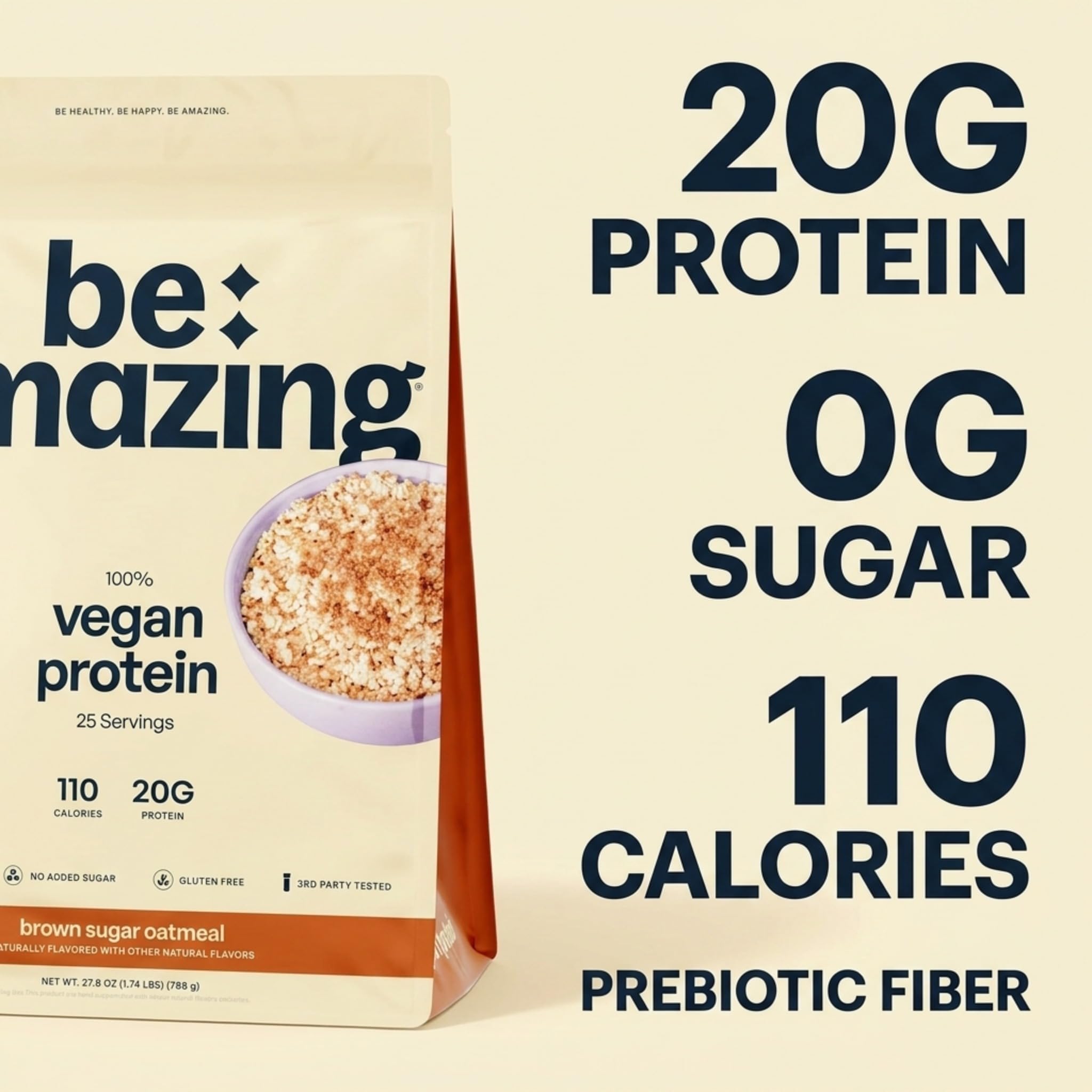 BE AMAZING Vegan 20g Protein Powder, Brown Sugar Oatmeal, 25 Servings — Amazon image 2
