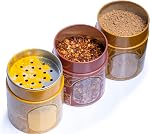 TAAM Trio Spice Bundle – Turmeric Powder 100g, Chili Flakes 70g, Organic Ceylon Cinnamon Powder 70g (3 Premium Stackable Tins) / Ensemble d’épices TAAM – Poudre de curcuma , Flocons de piment , Poudre de cannelle de Ceylan biologique (3 boîtes empila