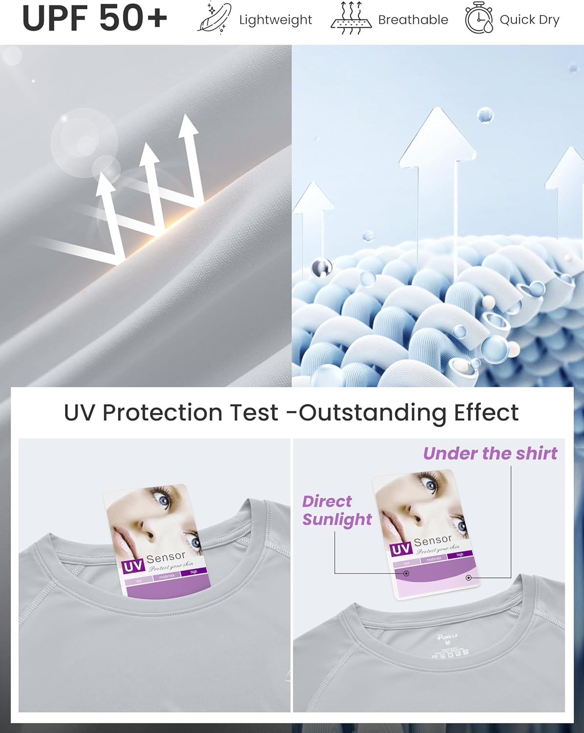 Pudolla Men's Rashguard Swim Shirts Short Sleeve UPF 50+ Sun Protection SPF Quick Dry Lightweight Water Fishing Beach Shirt - Image 4