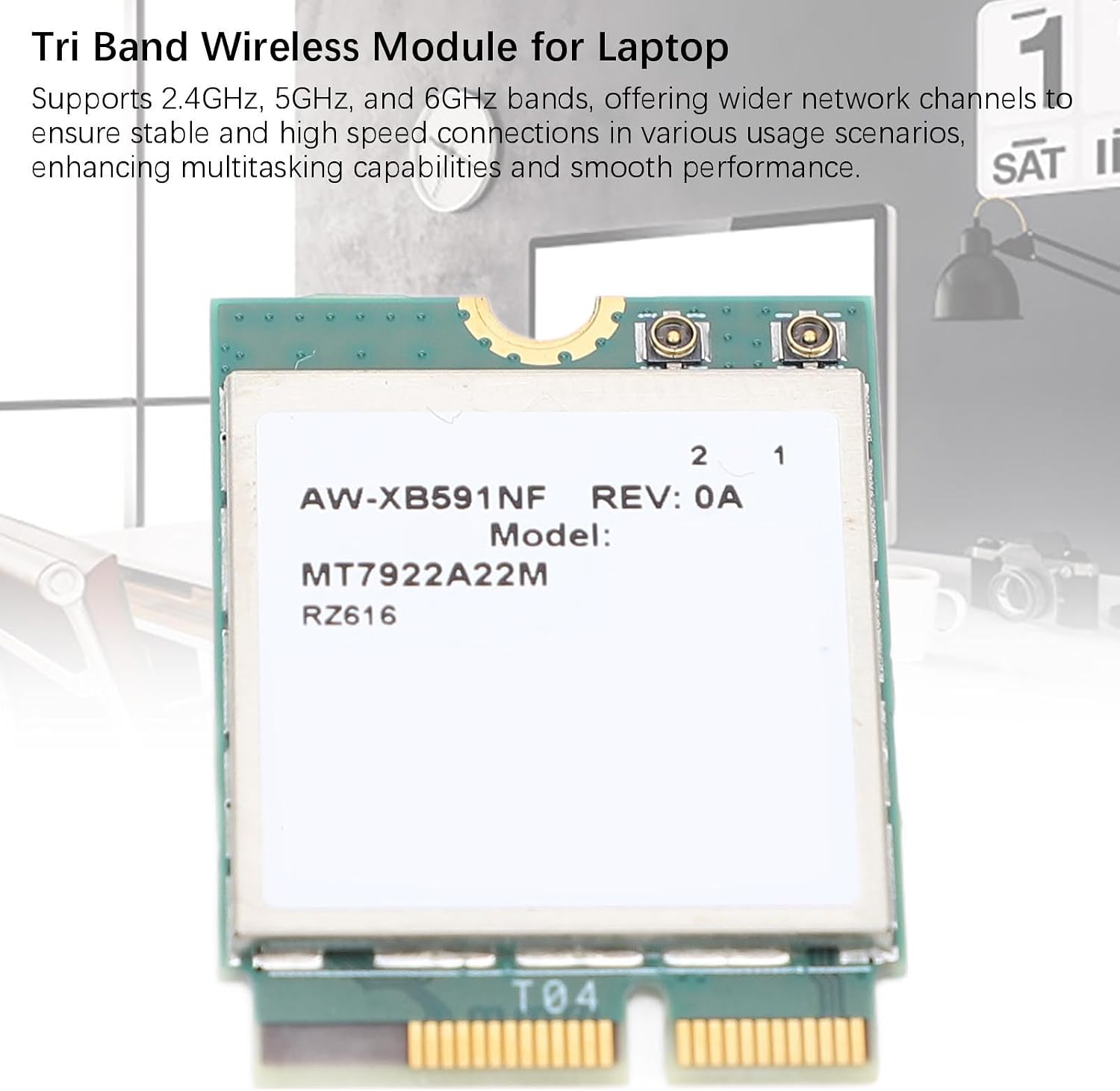 RZ616 MT7922A22M WiFi 6E M.2 Wireless Card, Tri Band 5374Mbps Network Adapter Module with Bluetooth 5.2, for Laptop
